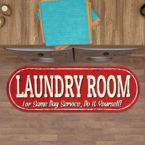 Ottomanson Laundry Collection Non-Slip Rubberback Laundry Text 2x5 Laundry  Room Runner Rug, 20 in. x 59 in., Red LA4040-20X59 - The Home Depot