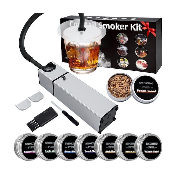 Whiskey Smoker Kit with 8 Flavors Wood Chips, Drink and Food Smoking Kitchen Tool for Cocktails