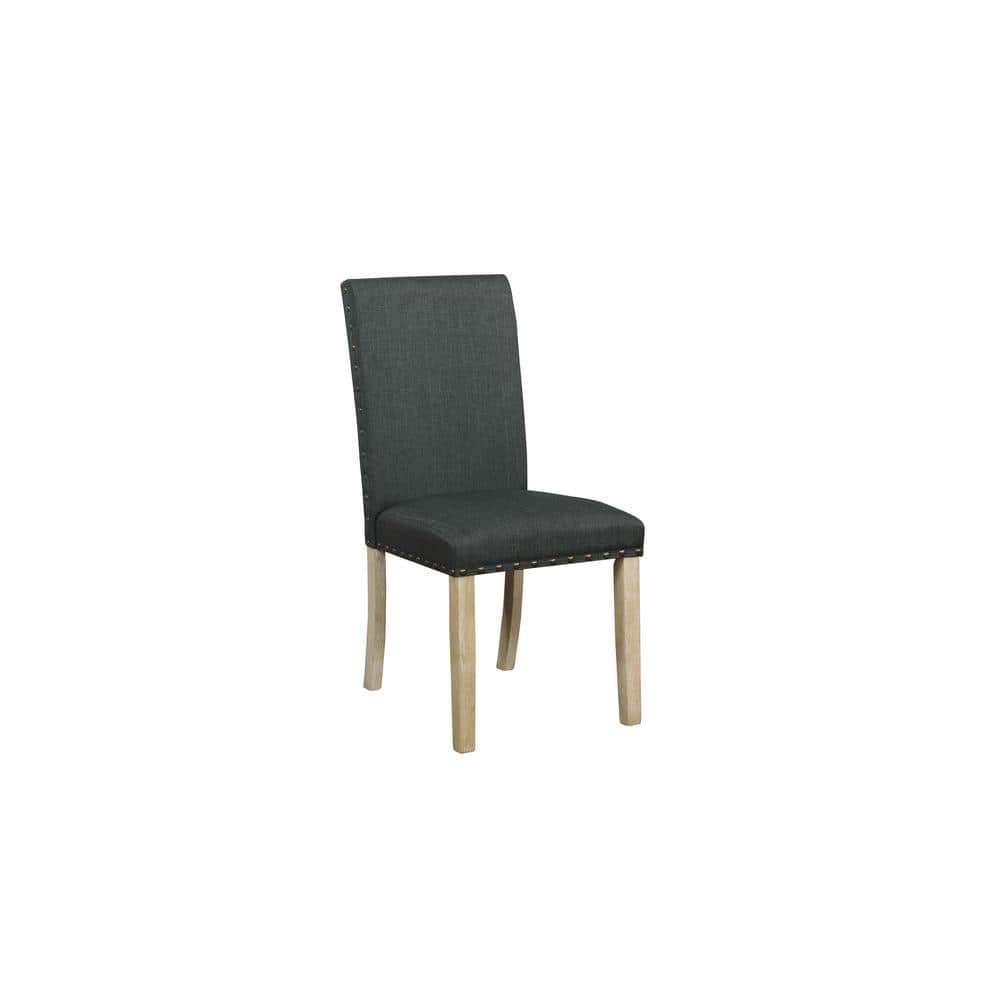 Sean Black Linen Nailhead Dining Chair Set of 2