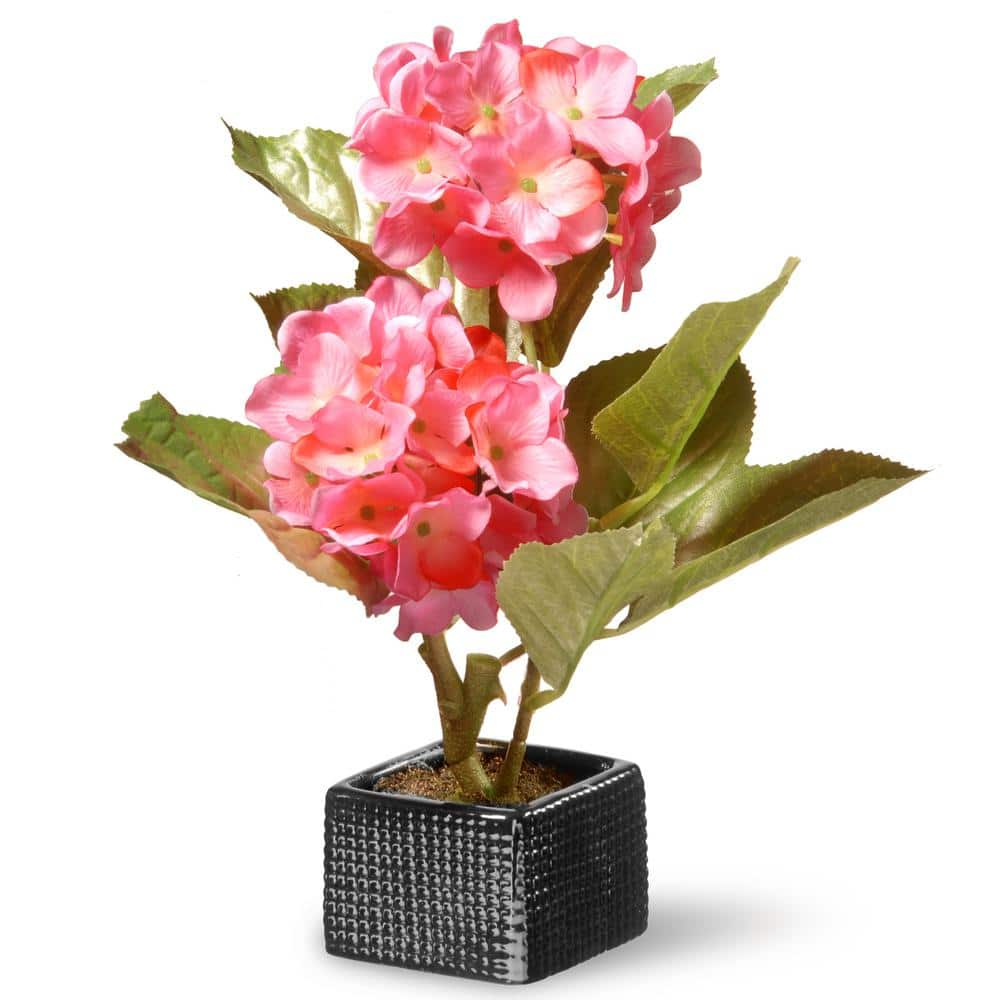 National Tree Company 10 in. Artificial Pink Hydrangea Flower NF36 ...