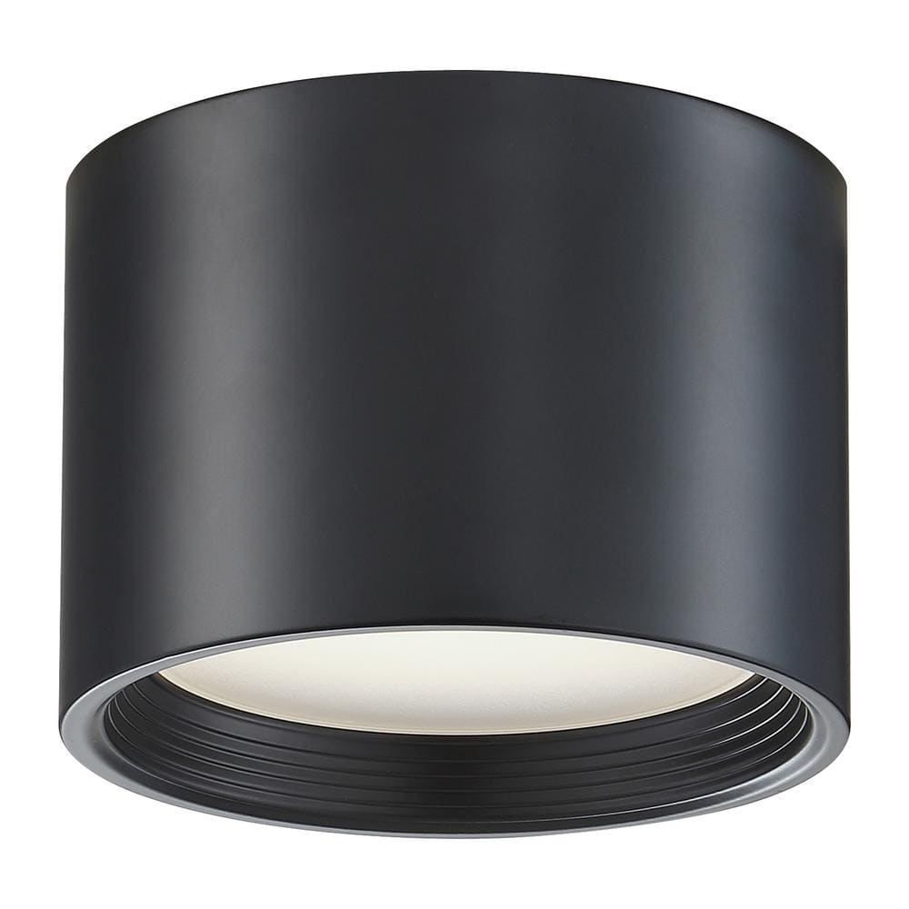 Reel 6.5 in. Transitional Black, White Integrated LED Flush Mount