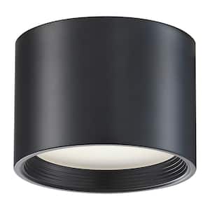 Reel 6.5 in. Transitional Black, White Integrated LED Flush Mount