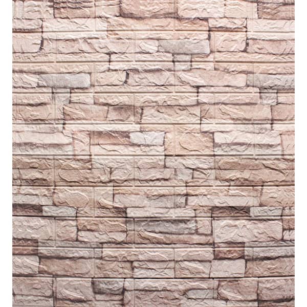 Dundee Deco Falkirk Markinch 27.6 in. x 30.3 in. Ligth Pink Brown PE Foam Peel and Stick 3D Decorative Wall Panel (10-Pack)