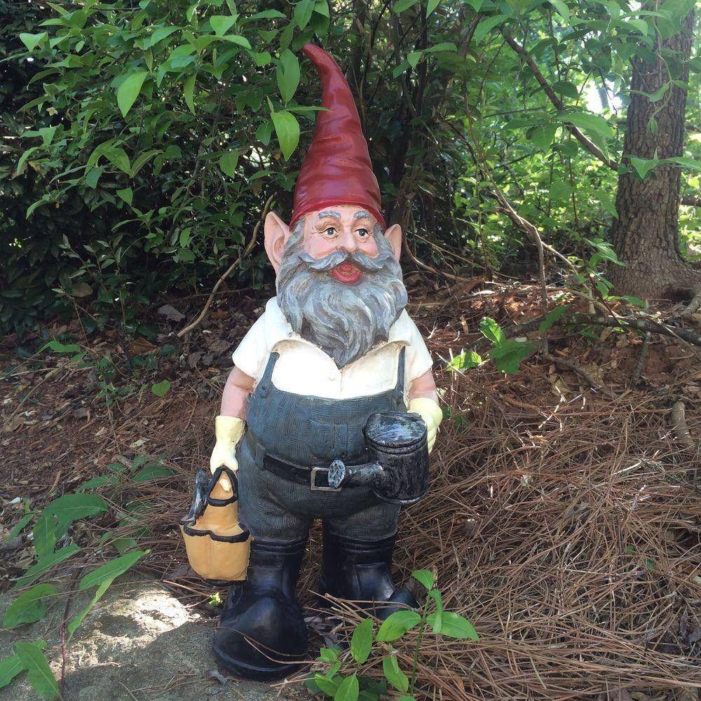 21" Tall Gardener Gnome with Watering Can and Tool Bag
