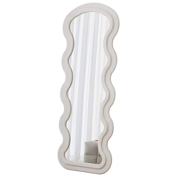 White 23.6 in. W x 63 in. H Rectangle Wave Metal Full Length Mirror