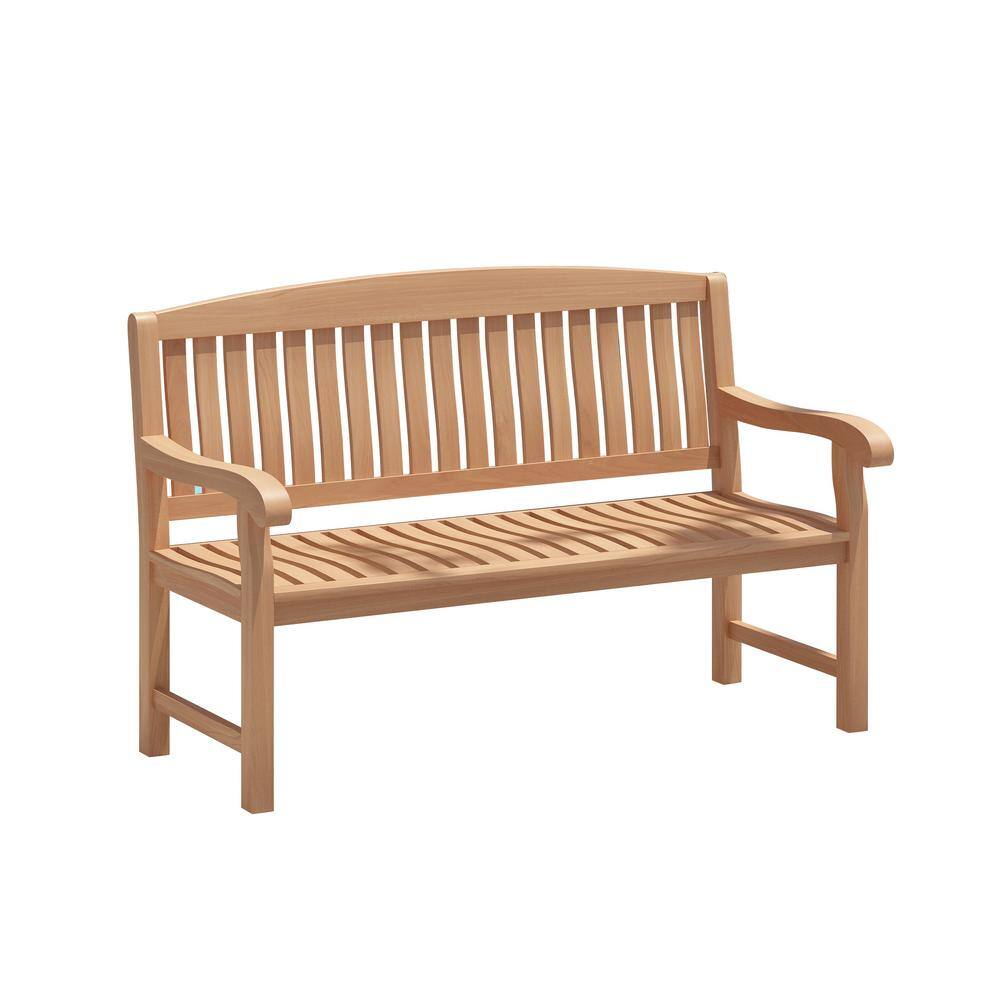 5 ft. Natural Teak Wood Outdoor Bench-TK8399-5 - The Home Depot