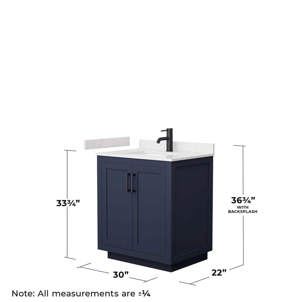 Miranda Dark Blue 30" Freestanding Single Bathroom Vanity with Marble Top