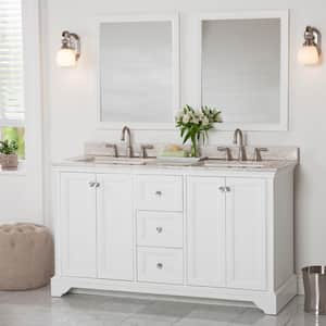 Stratfield 61 in. W x 22 in. D x 39 in. H Double Sink  Bath Vanity in White with Winter Mist  Stone Composite Top