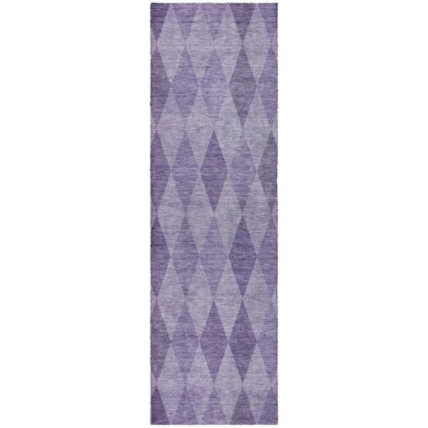 Dream Shag Premium Machine Washable Abstract ADS561 Purple 2 ft. x 7 ft. Runner Rug