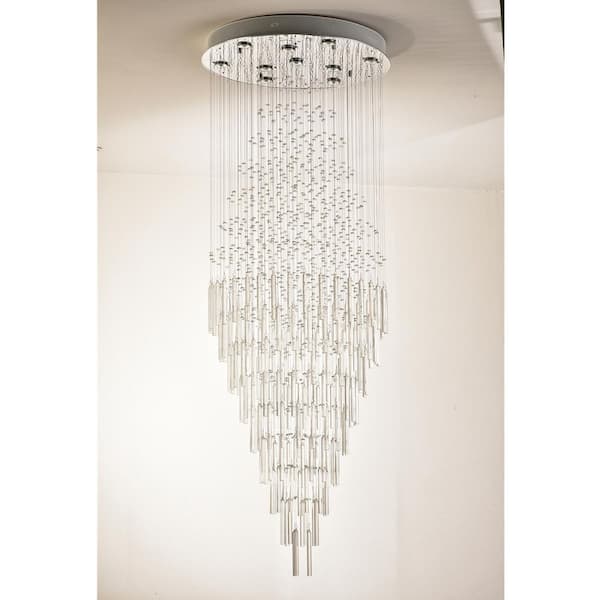 Albany 10-Light 26.4 in. Chrome Crystal Modern Tiered Dimmable Chandeliers Living Ceiling Lights Foyer Lighting