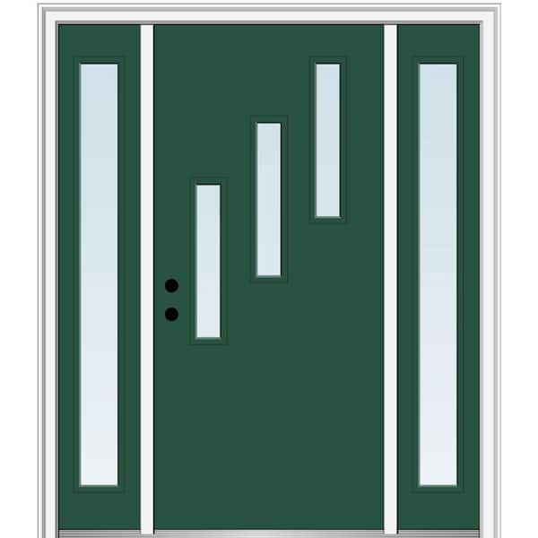 MMI Door 64.5 in. x 81.75 in. Davina Right-Hand Inswing 3-Lite Clear Low-E Painted Fiberglass Prehung Front Door with Sidelites