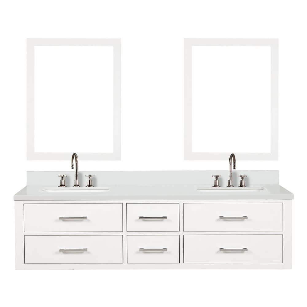 Sherman 72 in W x 22 in D White Double Bath Vanity with White Quartz Top, Faucet Set, and 34 in Mirror price history on PriceWatchPro