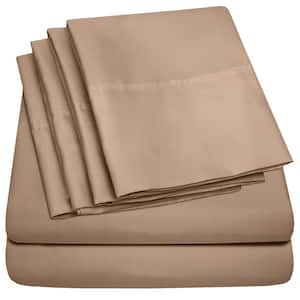 1500-Supreme Series 6-Piece Taupe Solid Color Microfiber RV Queen Sheet Set