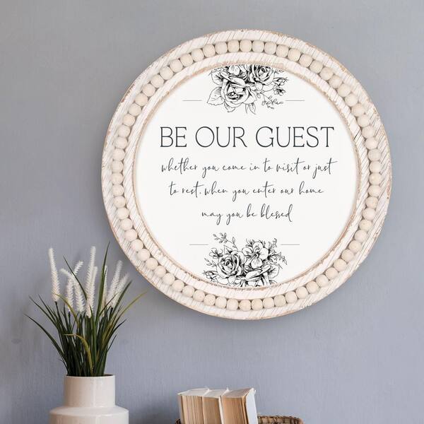 P Graham Dunn Be Our Guest Beige Wood Individual Decorative Sign Bfr0004 The Home Depot