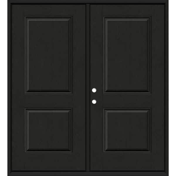 Regency 72 in. x 80 in. 2P Squaretop RHIS Onyx Stain Fiberglass Double Prehung Front Door with 4-9/16 Jamb