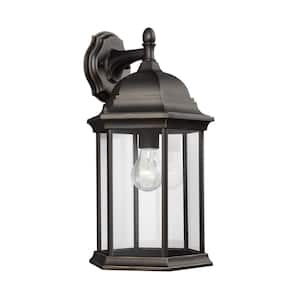 Sevier 1-Light Antique Bronze Outdoor 18.75 in. Wall Lantern Sconce