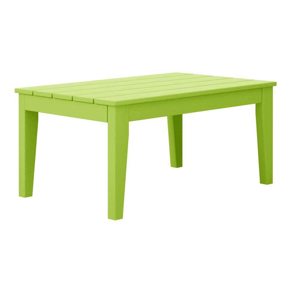 Laguna Outdoor Patio Weather Resistant Poly Plastic Rectangle Coffee Table in Lime