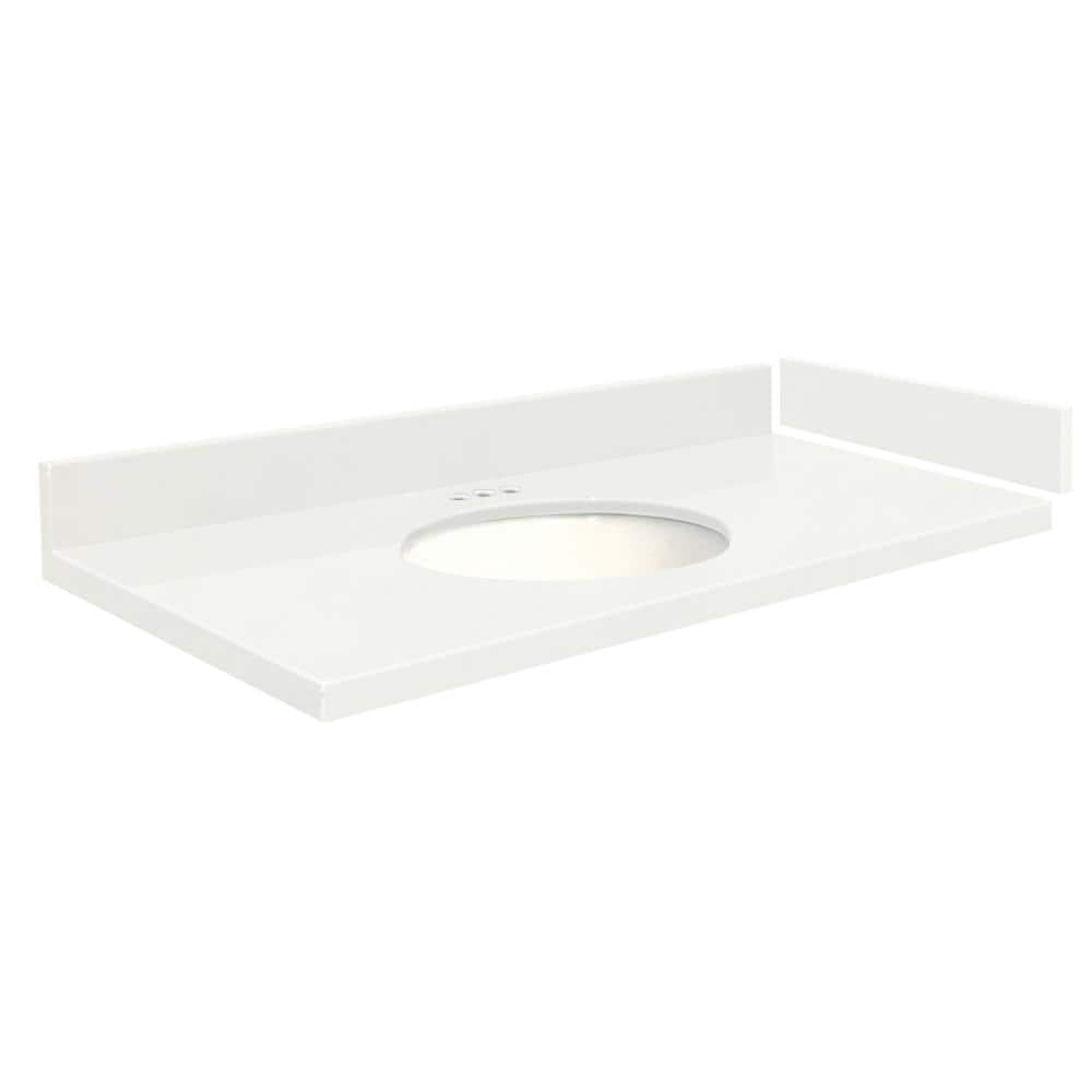 Transolid 25.25 in. W x 22.25 in. D Quartz Vanity Top in Natural White with 4 in. Centerset