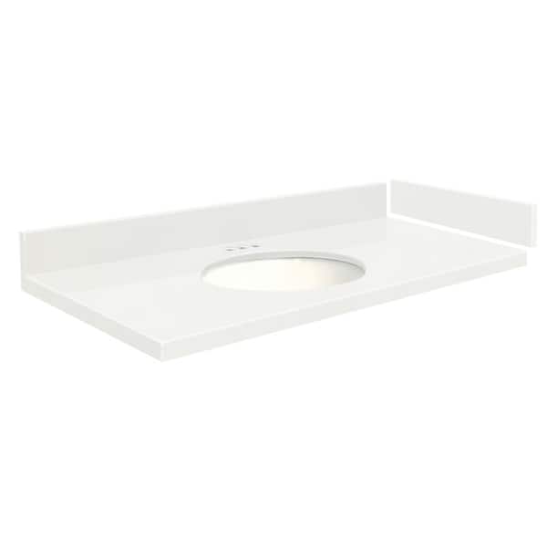 54.5 in. W x 22.25 in. D Quartz Vanity Top in Natural White with White Basin and 4 in. Centerset