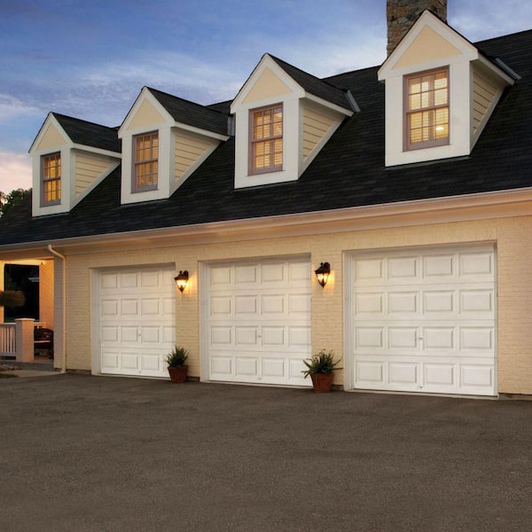 Classic Steel Short Panel 9 ft x 7 ft Insulated 6.5 R-Value White Garage Door without Windows