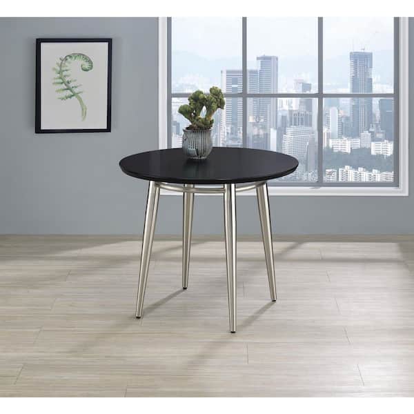 Brooklyn 22 in. Black/Brushed Nickel Round Wood End Coffee Table