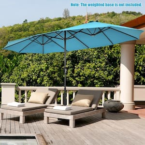 15 ft. Double-Sided Market Patio Umbrella with Hand-Crank System in Turquoise
