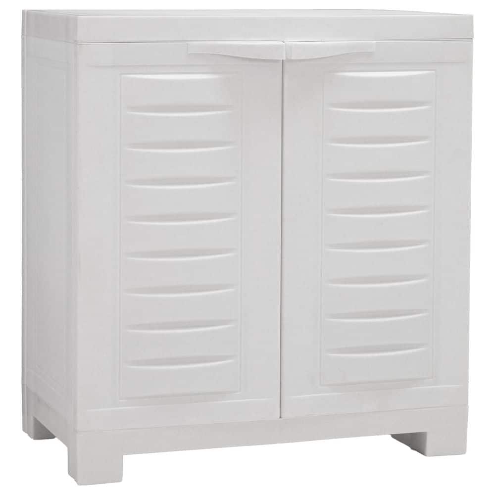 Heavy-Duty Storage 23.25 in. W x 25.5 in. H x 13.75 in. D 1-Shelf Polypropylene Freestanding Cabinet in Speckled White price history on PriceWatchPro