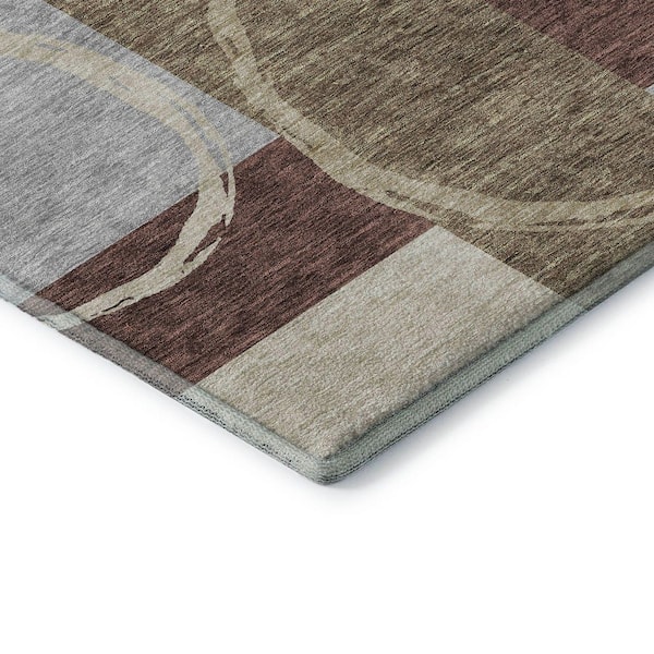 Mayfield Premium Machine Washable Abstract AMF943 Brown 9 ft. x 12 ft. Area Rug