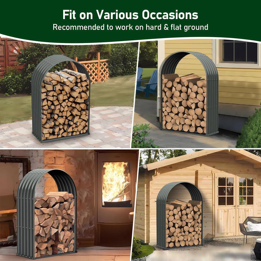 Heavy Duty Galvanized Steel Oval Firewood Storage Rack