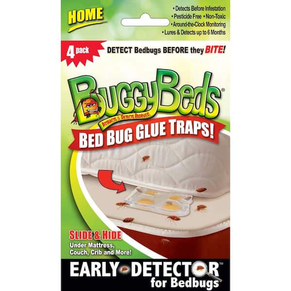 BuggyBeds Home Bedbug Glue Traps Detects and Lures Bedbugs (4-Pack)