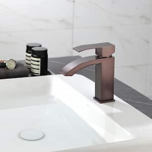 Single-Handle Mid-Arc Single-Hole Bathroom Faucet in Brown