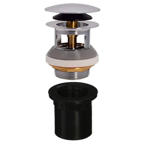 Westbrass Integrated Overflow Drain 1-1/2 in. NPSM Coarse Thread Tip-Toe Mechanism with ABS Adapter in Polished Chrome