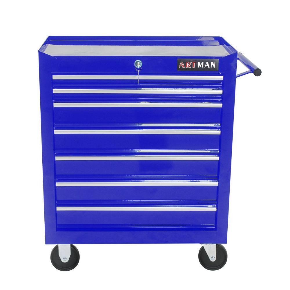 7-Tier Metal 4-Wheeled Multi-Functional Cart in Blue with Handle price history on PriceWatchPro