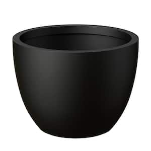 14.5 in. Medium Charcoal Black Concrete Round Planter / Pot with Drainage Holes