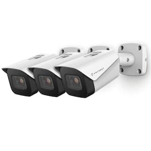 UltraHD 4K (8MP) Wired Outdoor Bullet POE IP Security Camera with 98 ft. Night Vision IP67 Weatherproof, White (3-Pack)