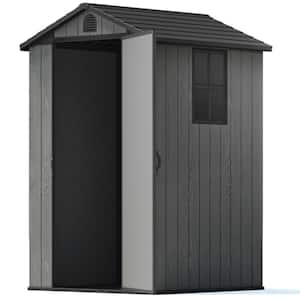 4 ft. W x 4 ft. D Plastic Outdoor Storage Shed with Floor, Resin Outside Tool Shed with Window 15.1 sq. ft.