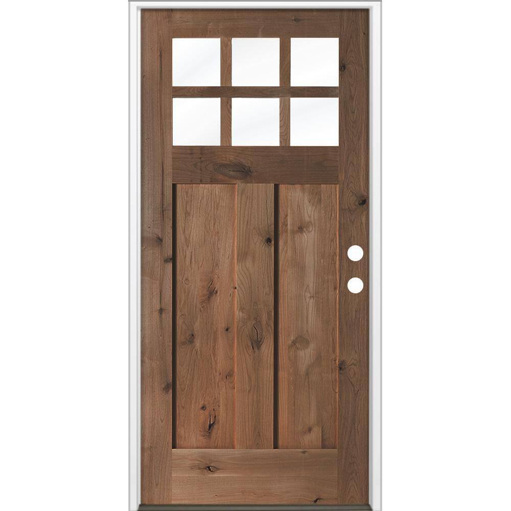 36 in. x 80 in. Craftsman Knotty Alder Left-Hand/Inswing 6-Lite Clear Glass True Black Stain Wood Prehung Front Door price history on PriceWatchPro
