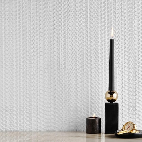 Blaze Echo White 11.41 in. x 11.61 in. Matte Resin Wall Tile (0.92 sq. ft./Each)