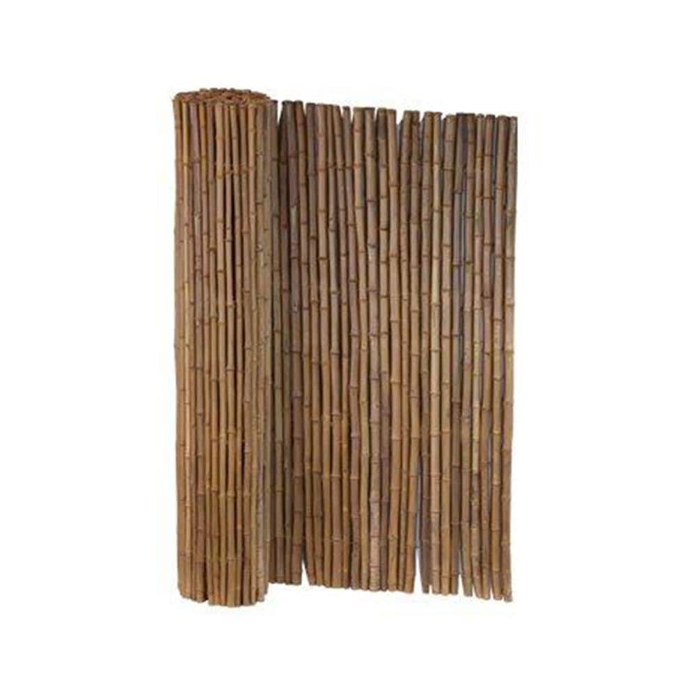 6 ft. x 8 ft. Caramel Brown Full Round Bamboo Fence
