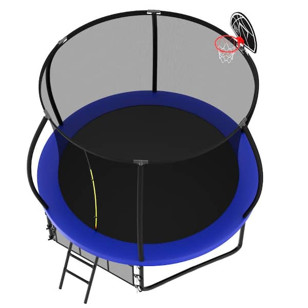 Blue Steel Outdoor 10 FT Trampoline with Safety Enclosure Net