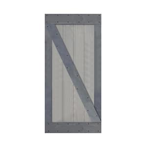Z Style 36 in. x 84 in. French Gray/Dark Gray DIY Knotty Pine Wood Sliding Barn Door Slab