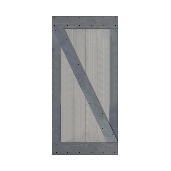 ISLIFE Z Style 36 in. x 84 in. French Gray/Dark Gray DIY Knotty Pine Wood Sliding Barn Door Slab