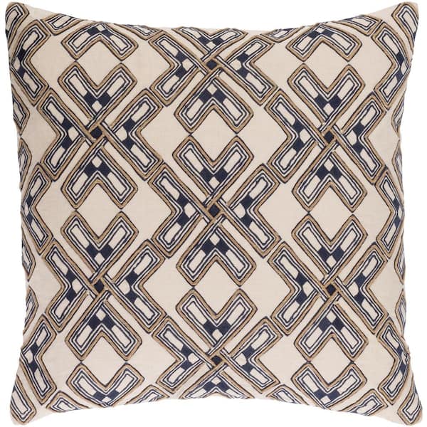 Livabliss Furley Cream Graphic Polyester 18 in. x 18 in. Throw Pillow