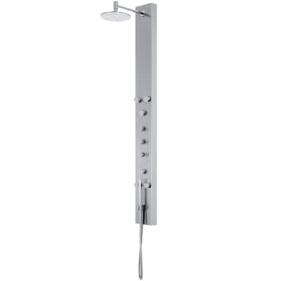 Dilana 67 in. 6-Jet High Pressure Shower Panel System with Fixed Rainhead and Handheld Dual Shower in Stainless Steel