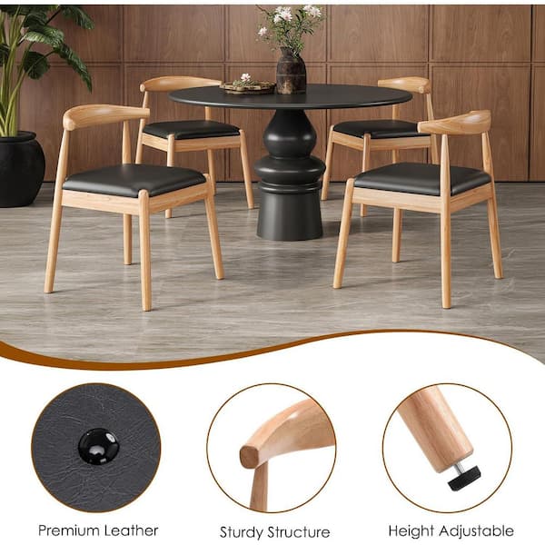 Natural-black Faux Leather Dining Room Chair (Set of 2)