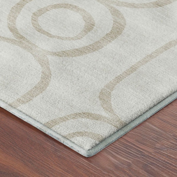 Mayfield Premium Machine Washable Abstract AMF2344 Ivory 2 ft. x 7 ft. Runner Rug