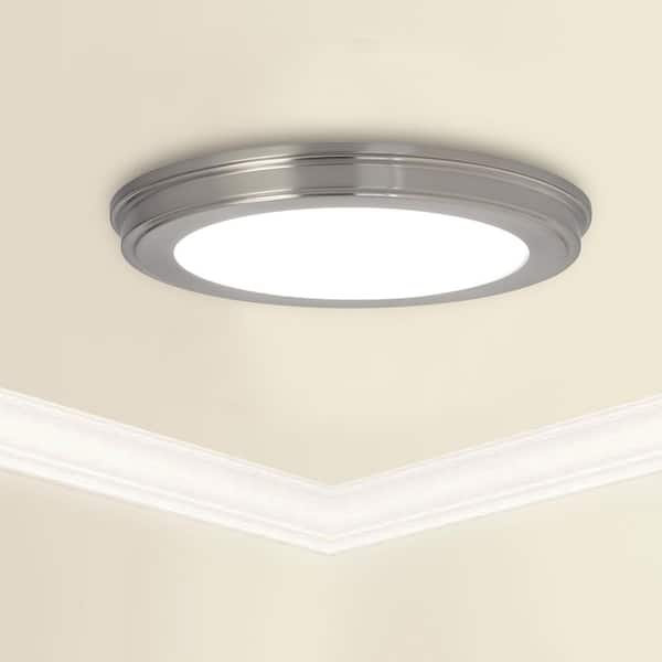 13 in. Brushed Nickel Selectable CCT Color Changing LED Round Ceiling Flush Mount Light Fixture (2-Pack)