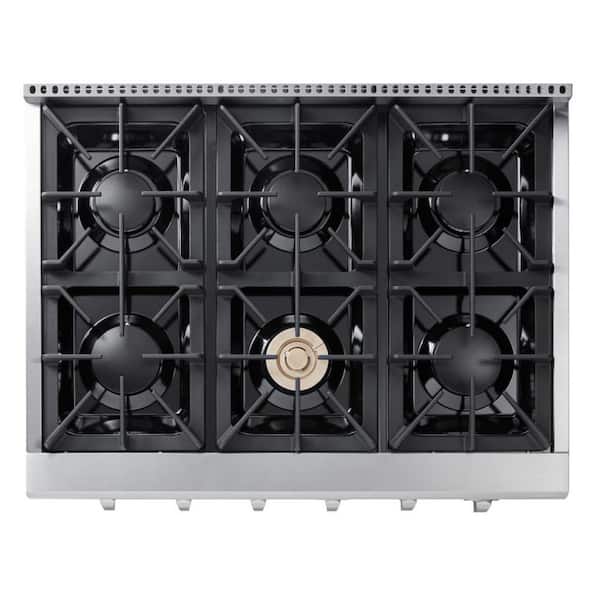 36 in. Gas Cooktop in Stainless Steel with 6 Burners