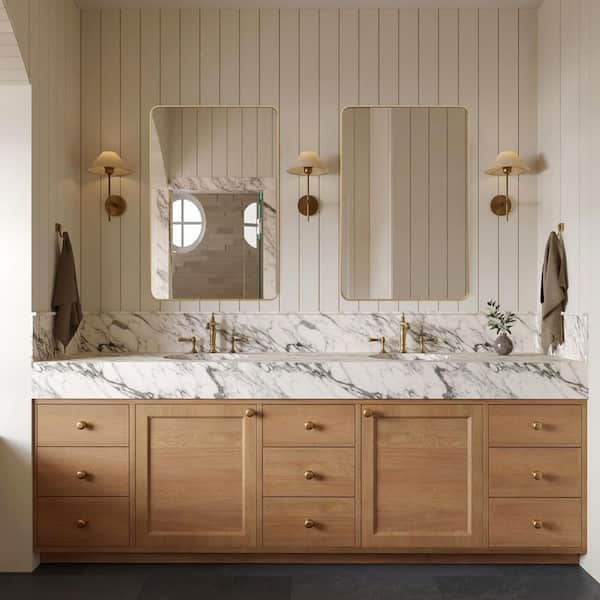 20 in. W x 30 in. H Gold Vanity Rectangle Wall Mirror Aluminum Alloy Frame Bathroom Mirror