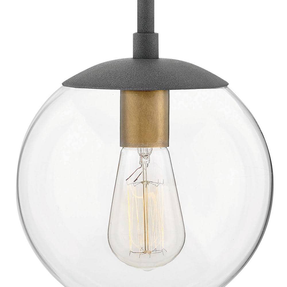 Aged Zinc Globe Pendant with Clear Glass - Mid-Century Modern